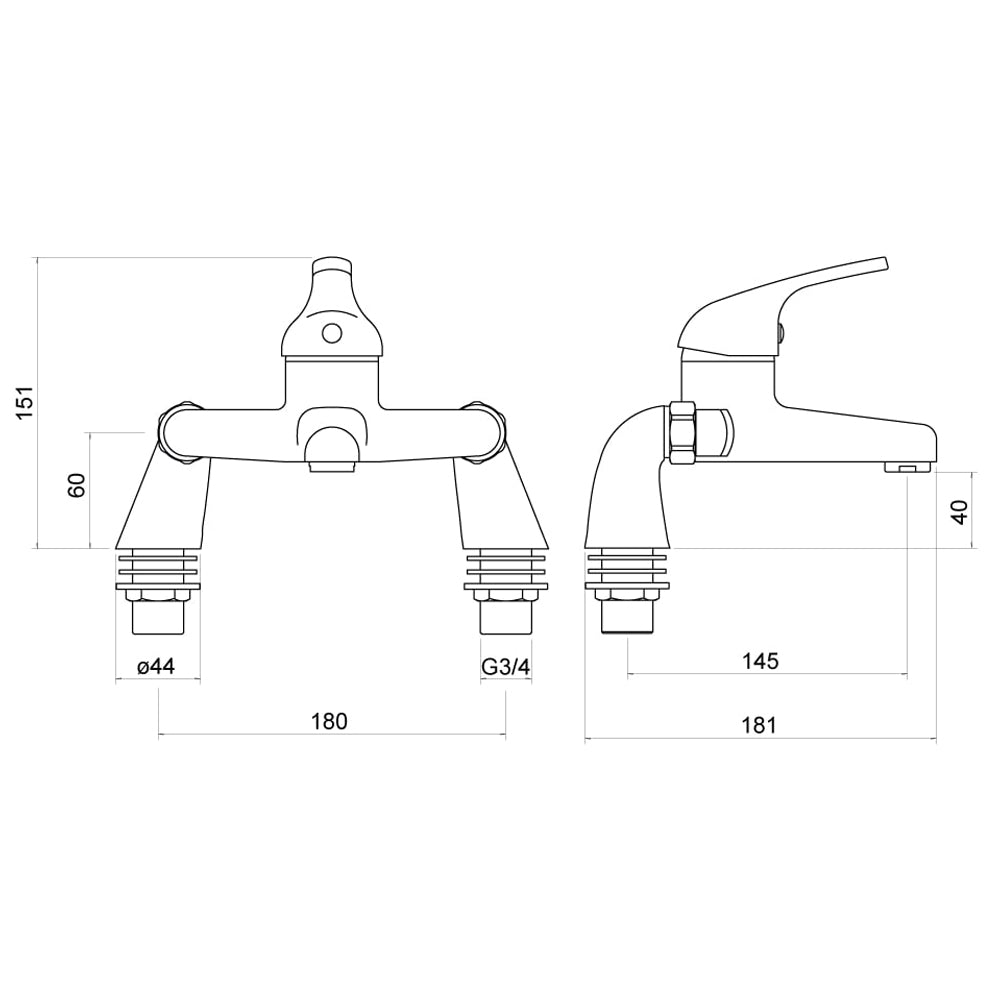 Ribble Bath Shower Mixer with Shower Kit - By Voda Design