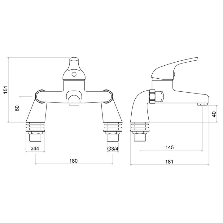 Ribble Bath Shower Mixer with Shower Kit - By Voda Design