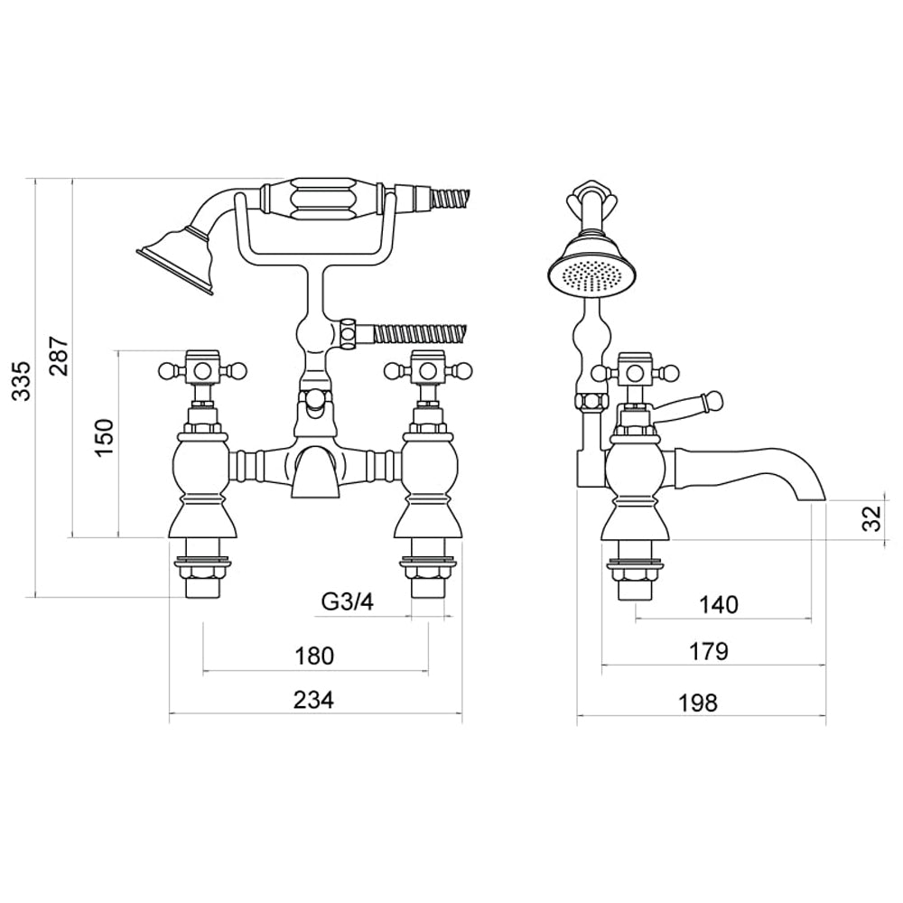 Foyle Bath Shower Mixer with Shower Kit - By Voda Design