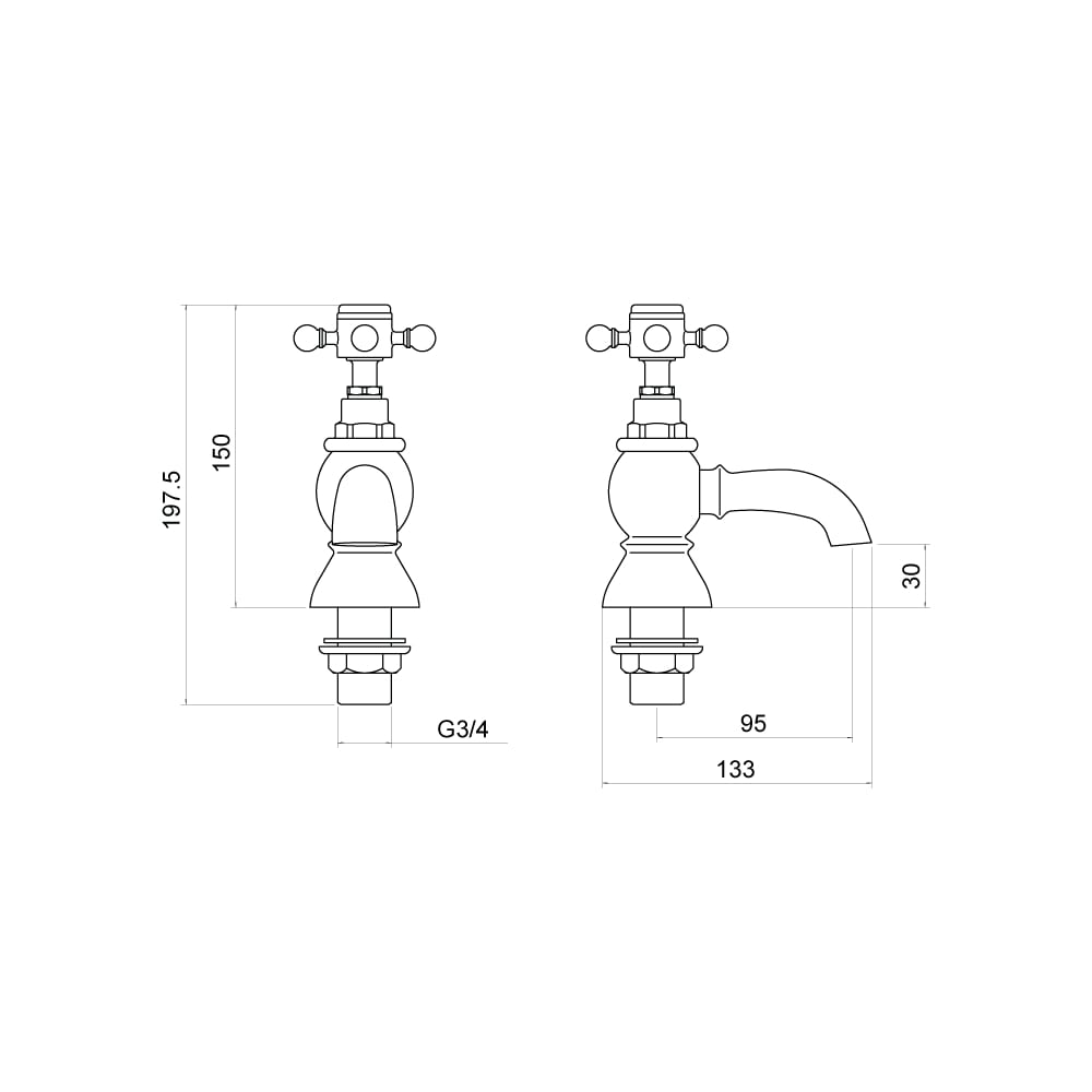 Foyle Bath Taps (Pair) - By Voda Design