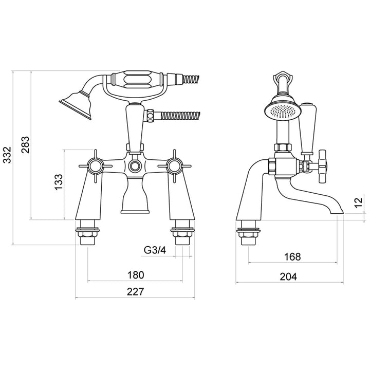 Brook Bath Shower Mixer with Shower Kit - By Voda Design