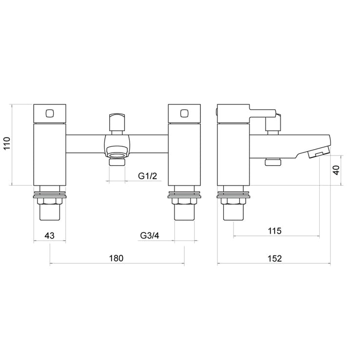 Albany Bath Shower Mixer with Shower Kit - By Voda Design