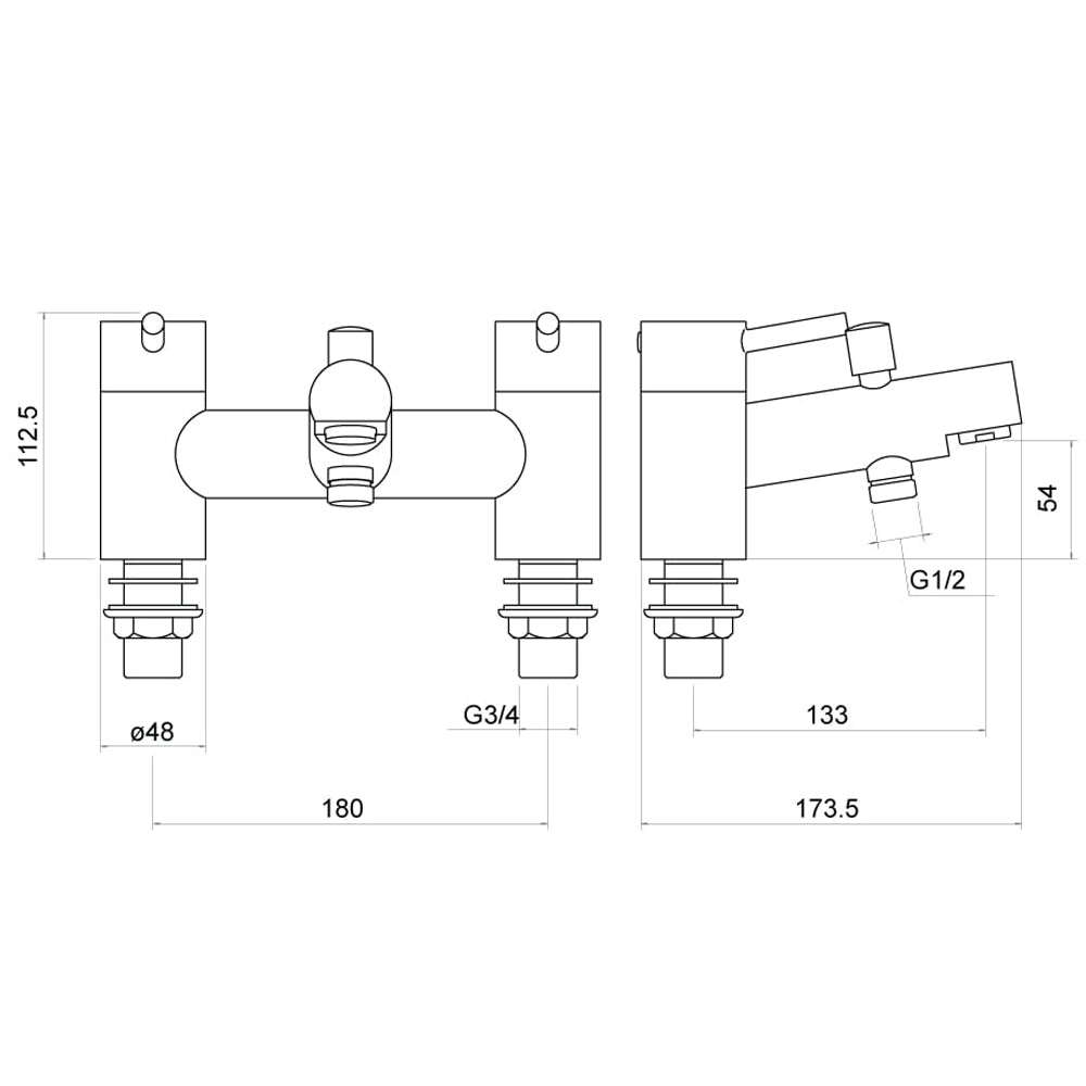 Solent Bath Shower Mixer with Shower Kit - By Voda Design