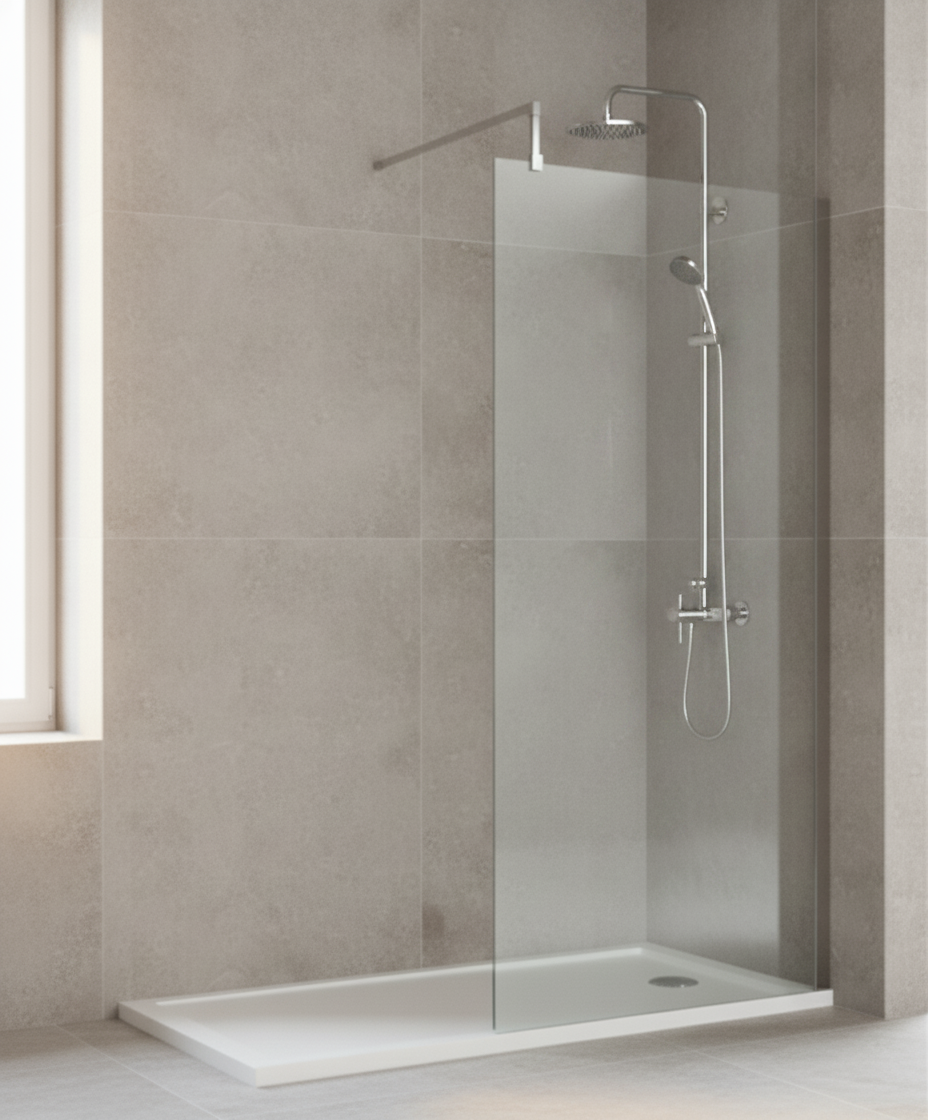 Wye 900mm Wetroom Screen & Support Bar - Chrome