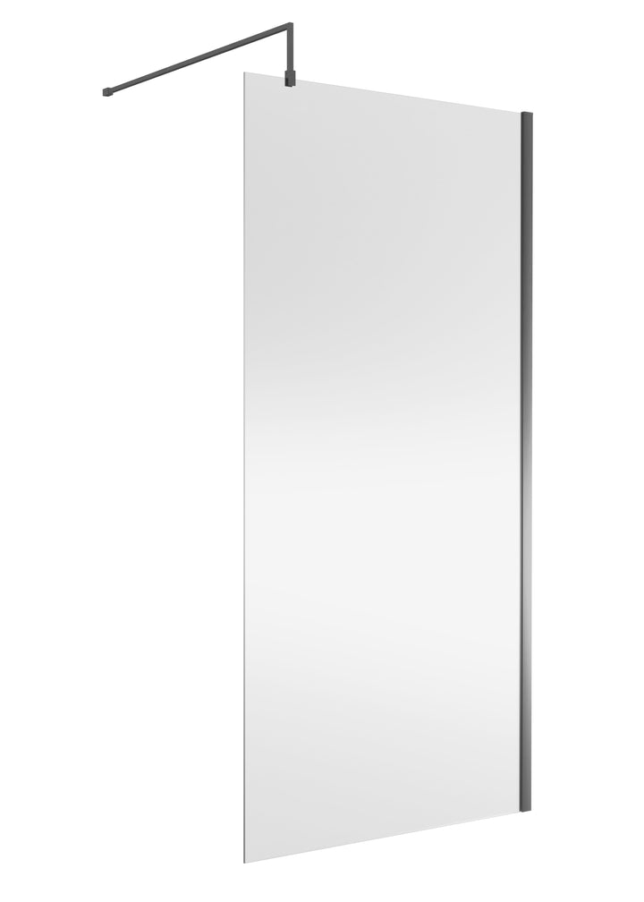 Wye Wetroom Screen 1000 x 1850 x 8mm - Brushed Pewter