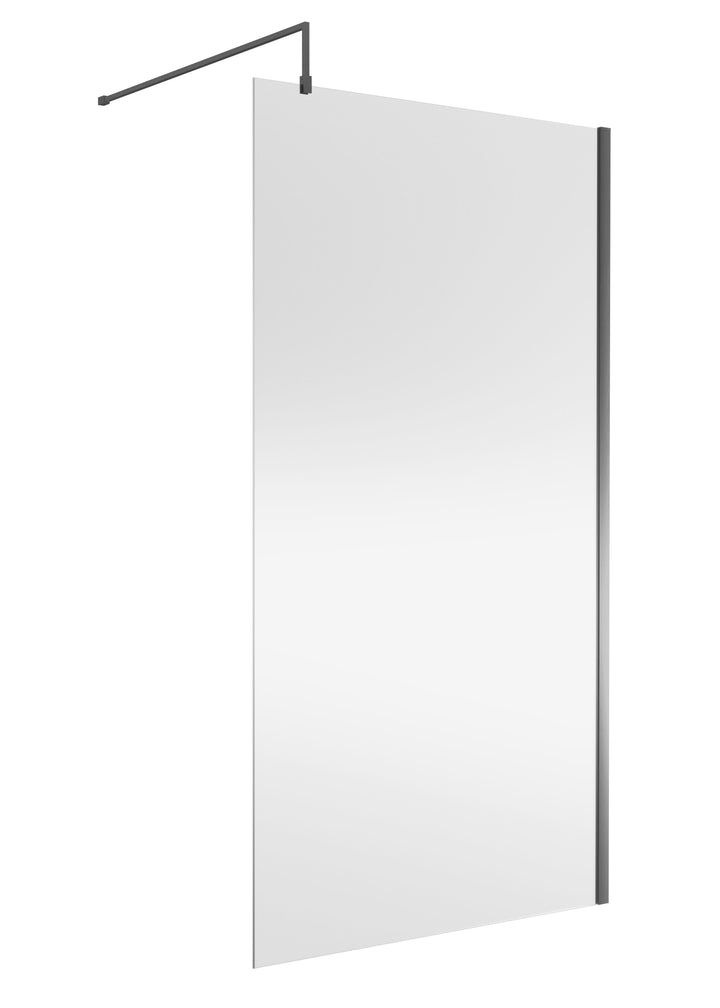 Wye Wetroom Screen 1100 x 1850 x 8mm - Brushed Pewter
