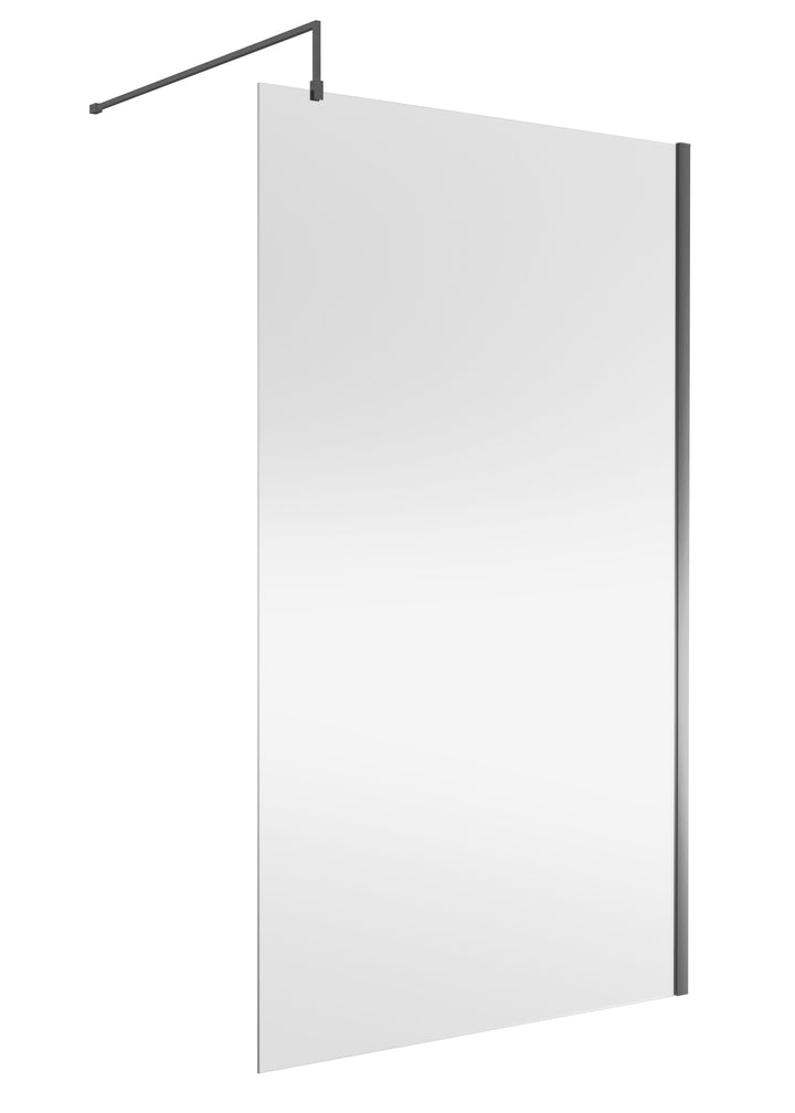 Wye Wetroom Screen 1200 x 1850 x 8mm - Brushed Pewter
