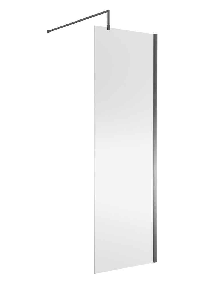 Wye Wetroom Screen 700 x 1850 x 8mm - Brushed Pewter