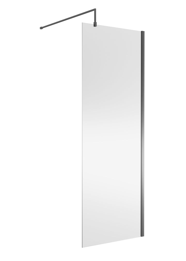 Wye Wetroom Screen 760 x 1850 x 8mm - Brushed Pewter