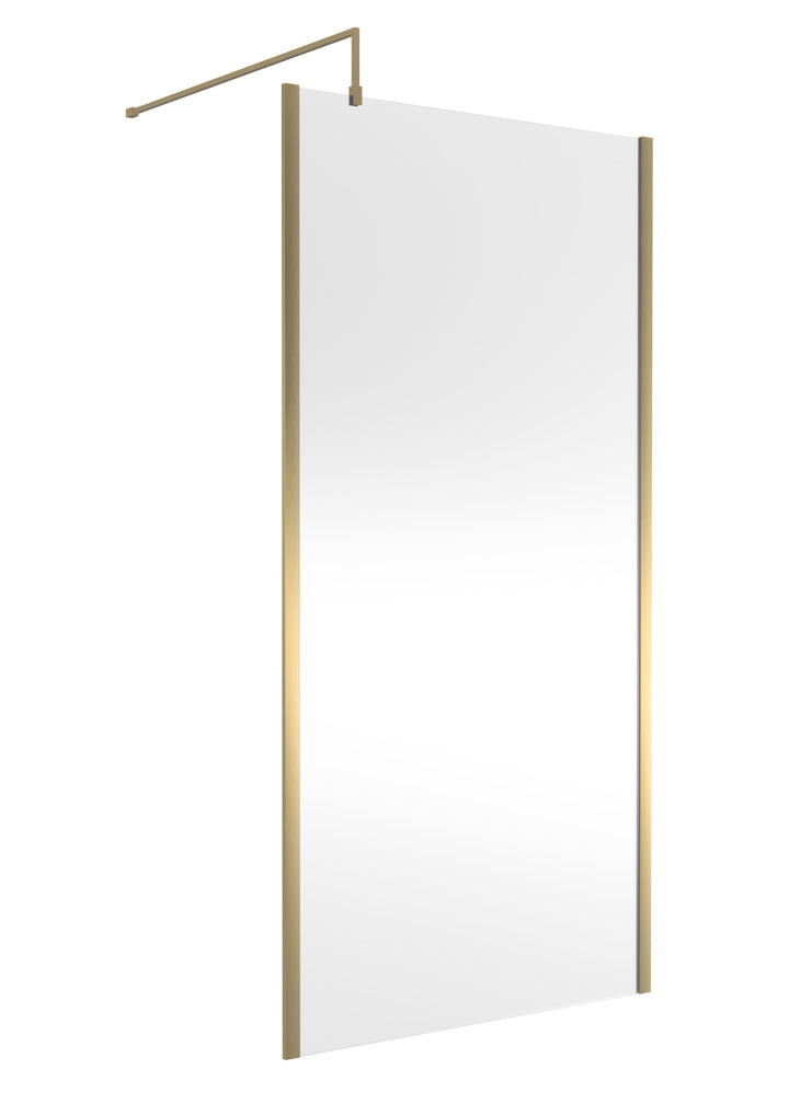 Wye Wetroom Screen 1000 x 1850 x 8mm (Support Bar & Profile Kit) - Brushed Brass