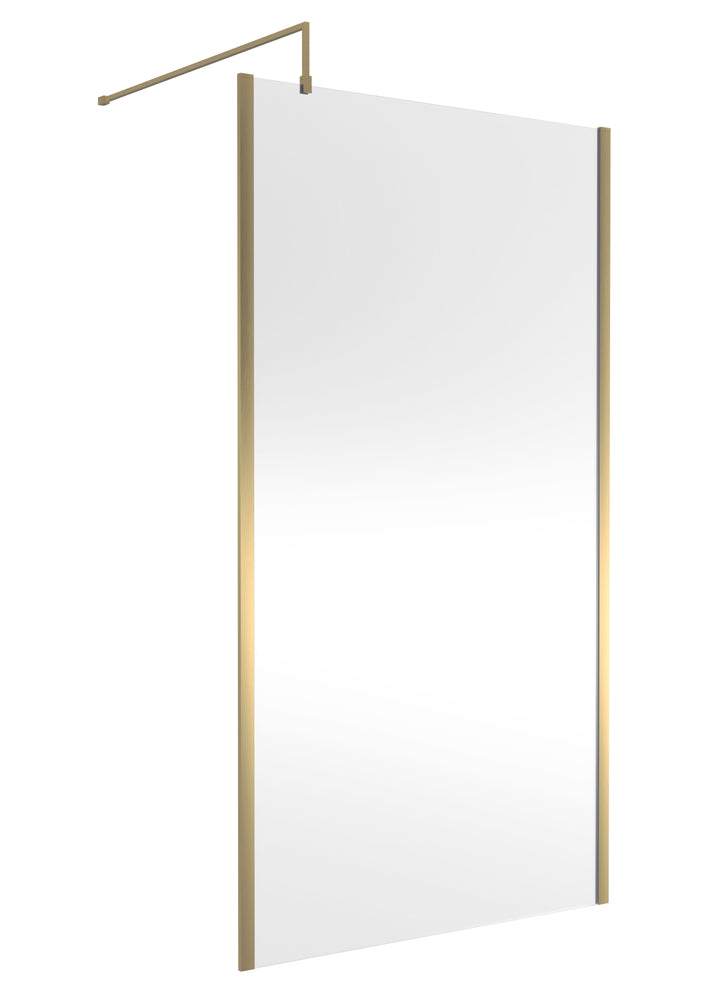 Wye Wetroom Screen 1100 x 1850 x 8mm (Support Bar & Profile Kit) - Brushed Brass