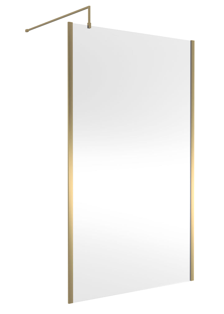 Wye Wetroom Screen 1200 x 1850 x 8mm (Support Bar & Profile Kit) - Brushed Brass