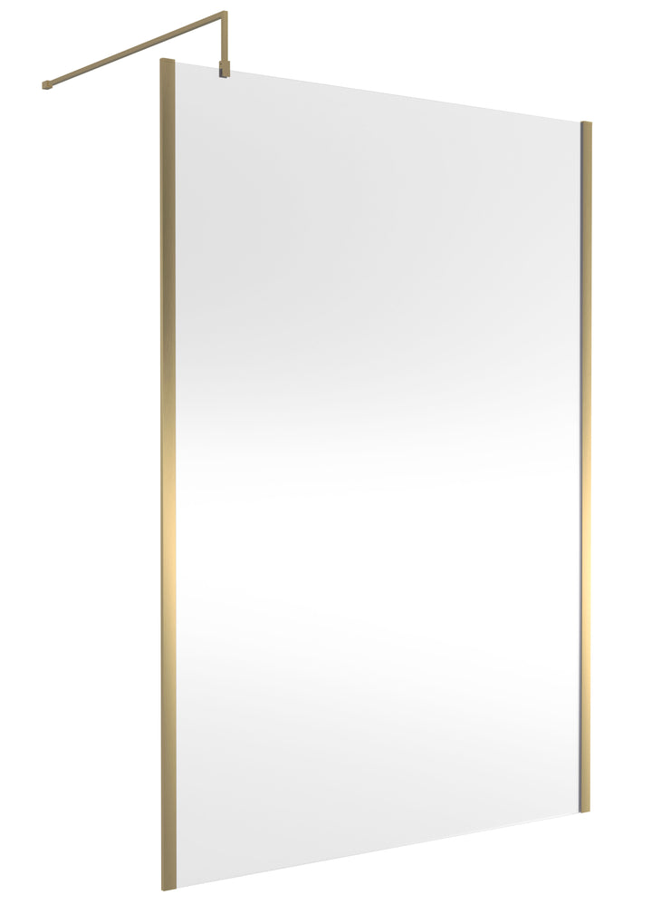 Wye Wetroom Screen 1400 x 1850 x 8mm (Support Bar & Profile Kit) - Brushed Brass