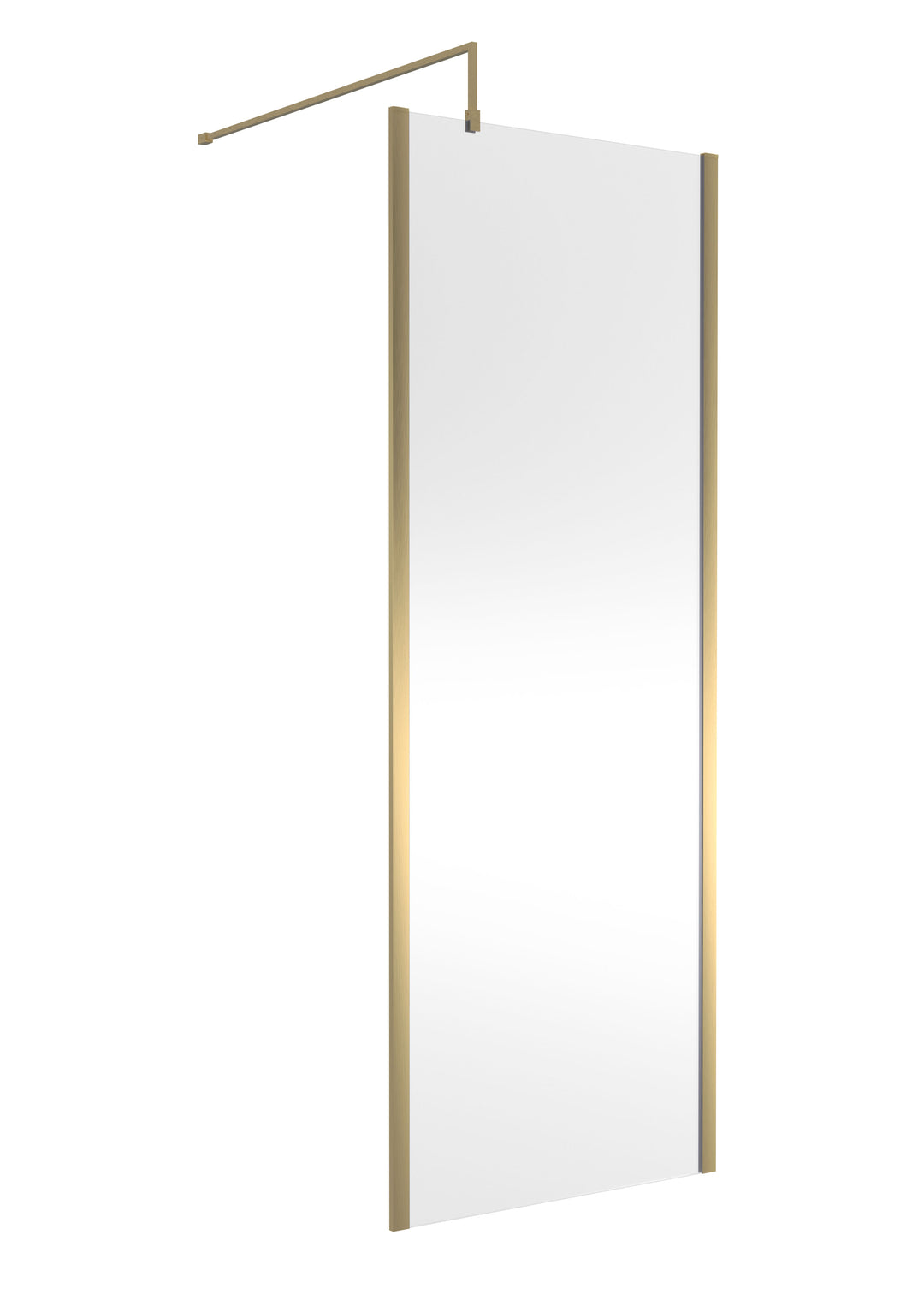 Wye Wetroom Screen 760 x 1850 x 8mm (Support Bar & Profile Kit) - Brushed Brass