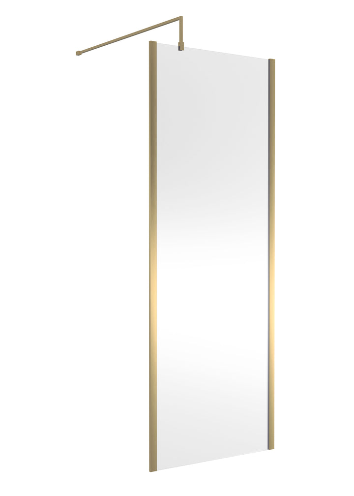Wye Wetroom Screen 760 x 1850 x 8mm (Support Bar & Profile Kit) - Brushed Brass