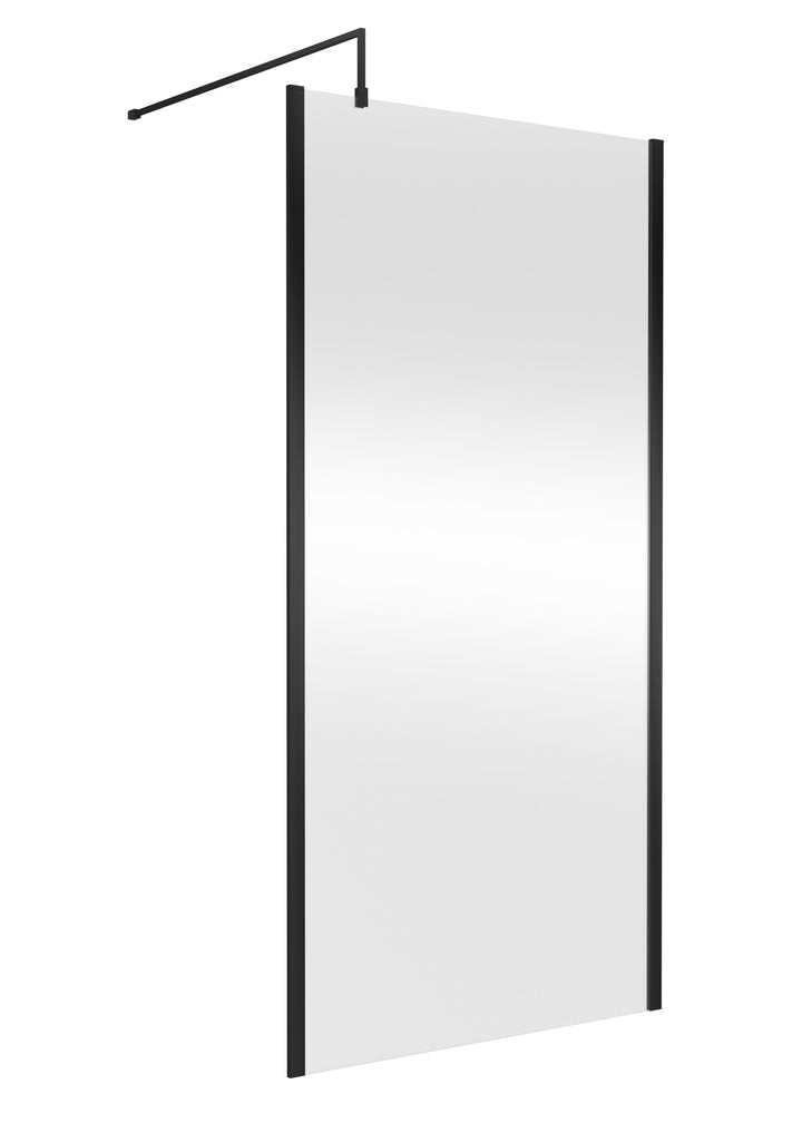 Wye 1000mm Wetroom Screen with Support Bar (Profile Kit Included) - Matt Black