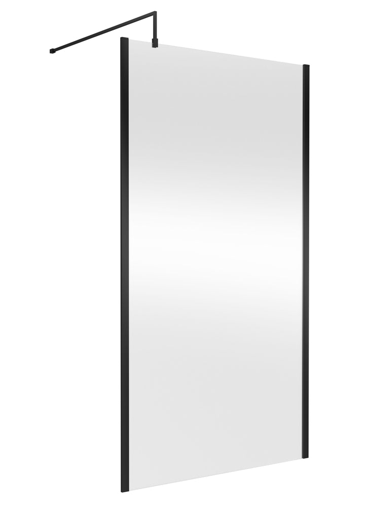 Wye 1100mm Wetroom Screen with Support Bar (Profile Kit Included) - Matt Black