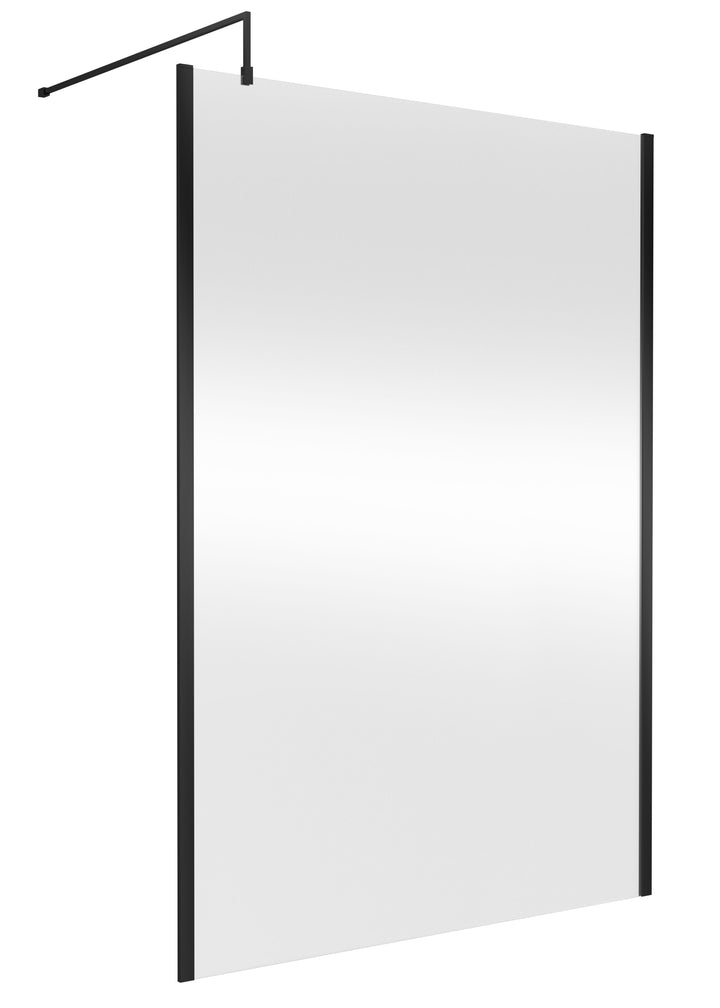 Wye 1400mm Wetroom Screen with Support Bar (Profile Kit Included) - Matt Black