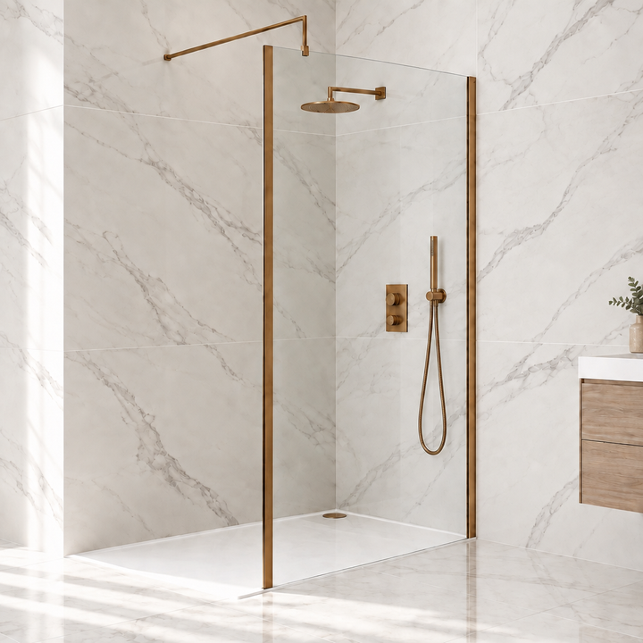 Wye 1000mm Wetroom Screen Outer Frame 1850 x 8mm - Brushed Bronze