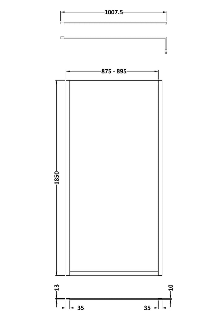 Wye 1000mm Wetroom Screen Outer Frame 1850 x 8mm - Brushed Bronze
