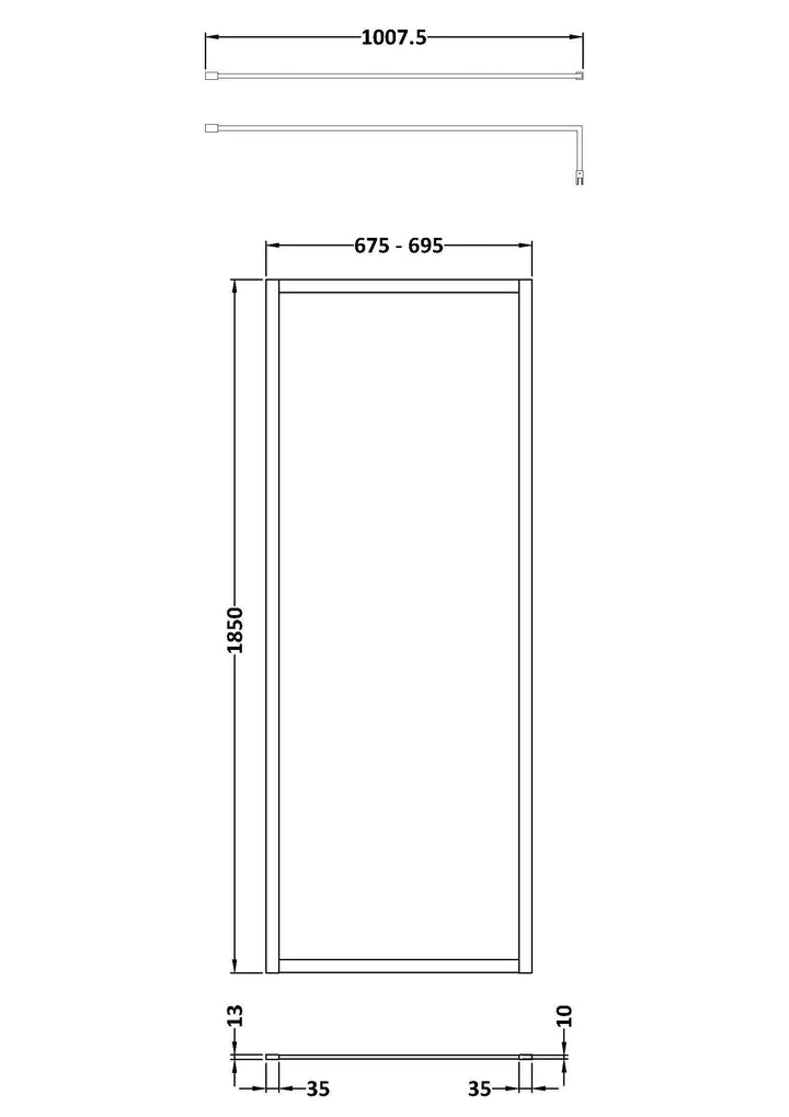 Wye 700mm Wetroom Screen Outer Frame 1850 x 8mm - Brushed Bronze