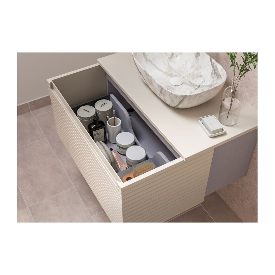 Springfield 815mm Wall Hung 1 Drawer Basin Unit & Basin - Matt Cotton