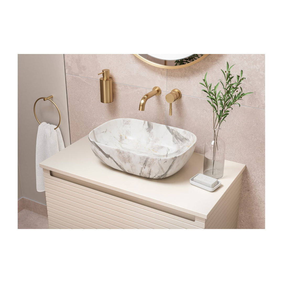 Springfield 600mm Wall Hung 1 Drawer Basin Unit & Worktop - Matt Cotton