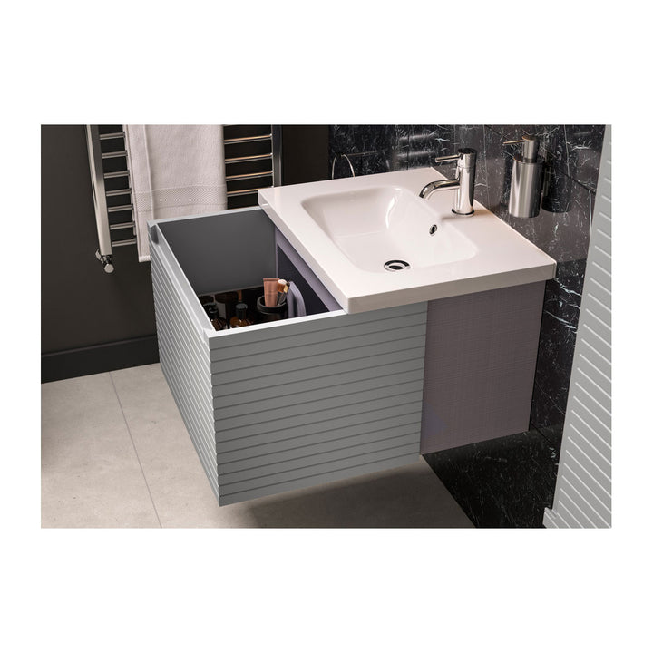 Springfield 815mm Wall Hung 1 Drawer Basin Unit & Basin - Matt Mineral Grey