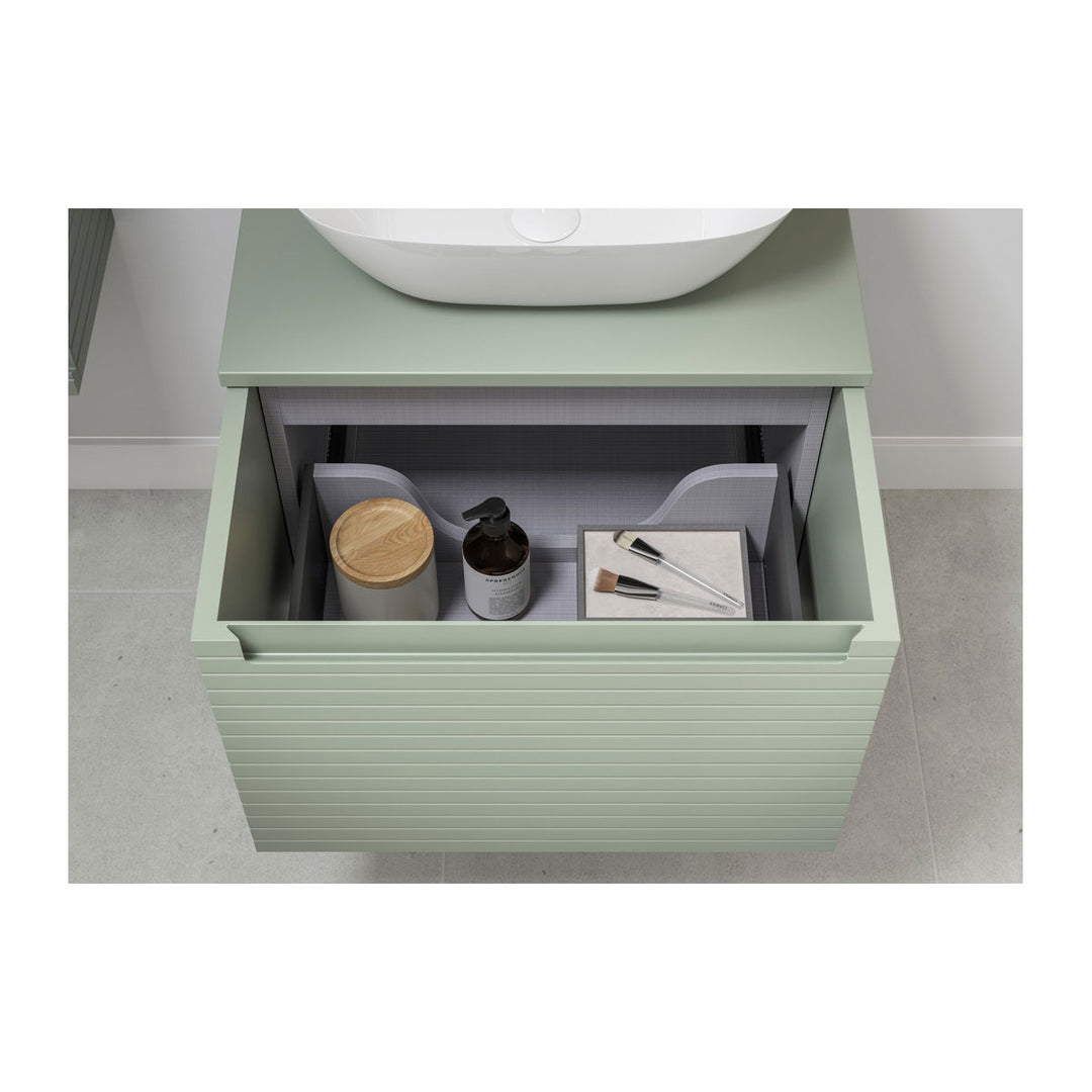 Springfield 815mm Wall Hung 1 Drawer Basin Unit & Basin - Matt Willow Green