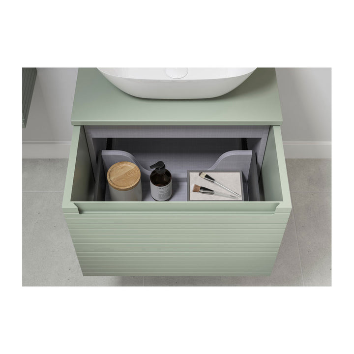 Springfield 815mm Wall Hung 1 Drawer Basin Unit & Basin - Matt Willow Green
