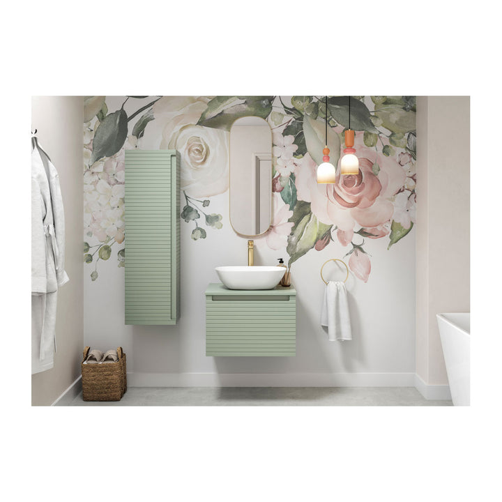 Springfield 815mm Wall Hung 1 Drawer Basin Unit & Basin - Matt Willow Green