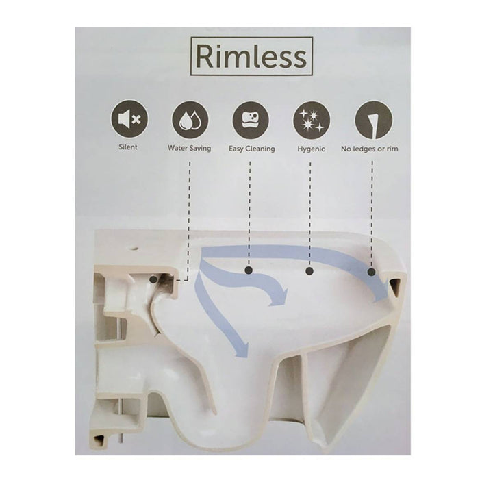 Angel Rimless Close Coupled Fully Back To Wall Toilet & Soft Close Seat - Black