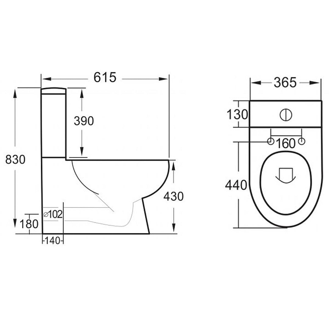 Blanc Rimless Close Coupled Fully Back to Wall Toilet & Soft Close Seat