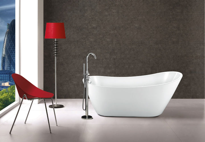 Freestanding Modern Slipper Thin Edge Single Ended Bath 1660 mm - Arruba by Synergy