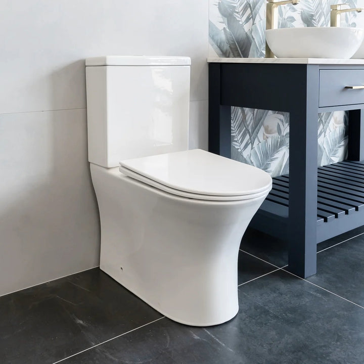 1800 Freestanding Whirlpool Bath Suite With Comfort Height Back to Wall Toilet - Brushed Brass - VODASUITE34
