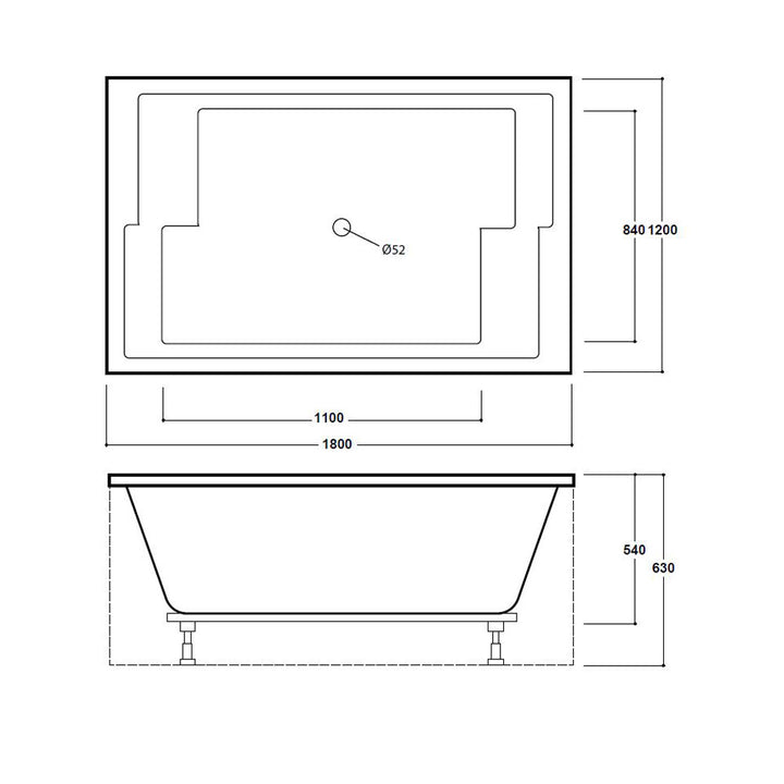 2 Person 1800mm Modern Double Ended Bath Extra Large