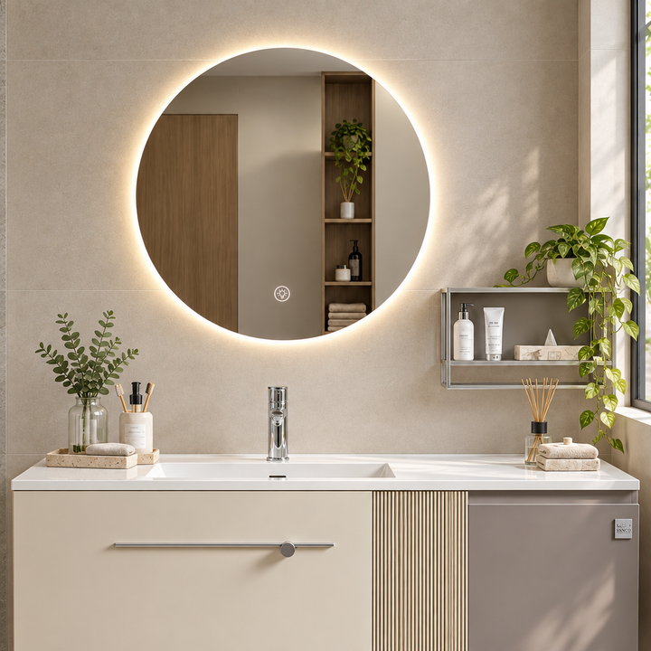 Voda Lumo Round 600mm Battery Operated LED Mirror