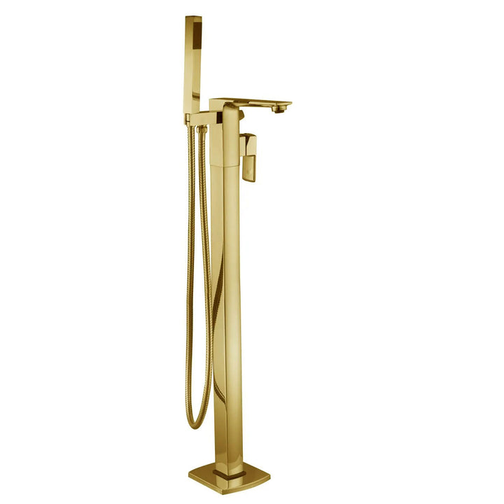 1800 Freestanding Whirlpool Bath Suite With Comfort Height Back to Wall Toilet - Brushed Brass - VODASUITE34