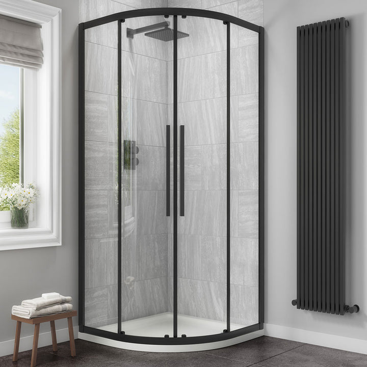 6mm 2 Door sliding Quadrant Enclosure 800mm - Black