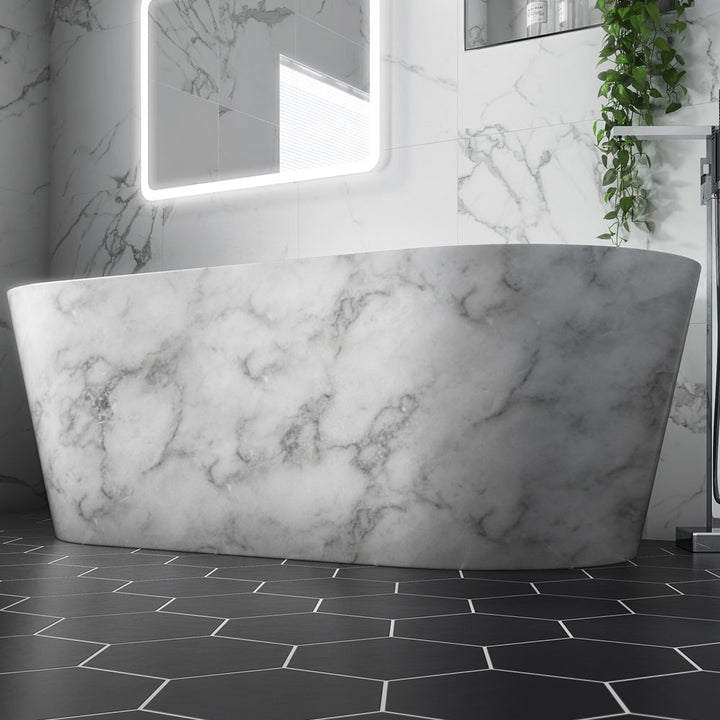 White Marble Freestanding Bath 1695x795mm - Indulgence By Voda Design