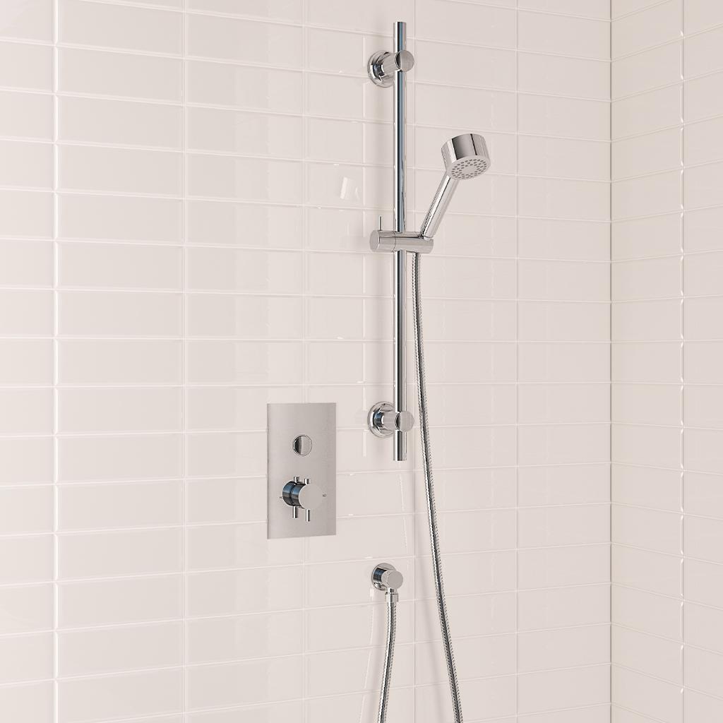 Concealed Valve,Round Slider Rail Shower Kit Chrome- BND003
