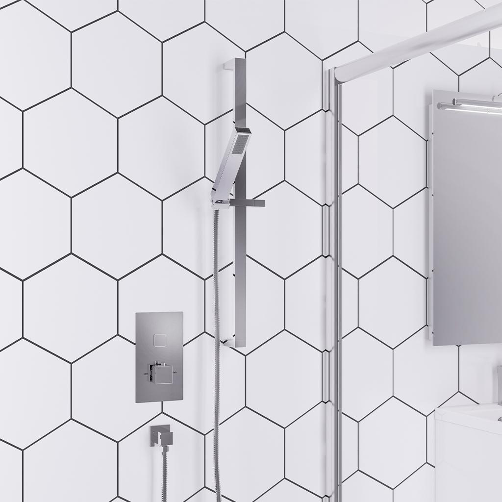 Concealed Valve,Rectangular Slide Rail Shower Kit Chrome- BND004