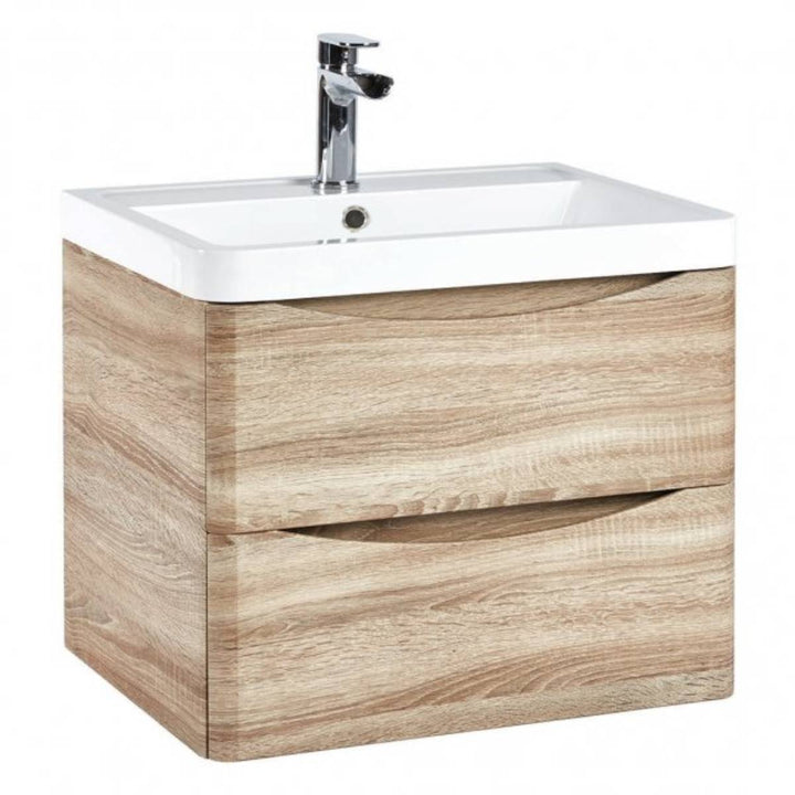 Freestanding Bath Deal With Vanity Unit - Oak & Black - VODASUITE14