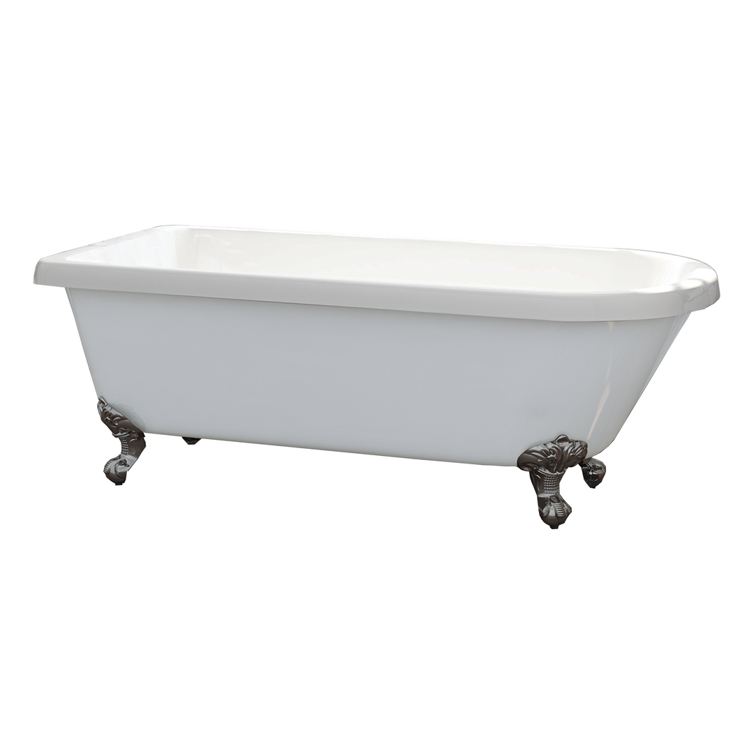 Freestanding Traditional Single Ended Roll Top Bath With Chrome Ball And Claw Feet 1470mm - Cambridge By Synergy
