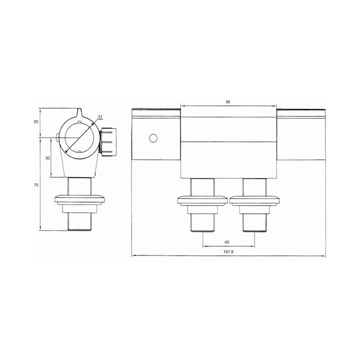 Vertical Thermostatic Bar Shower Valve (For Caravan)