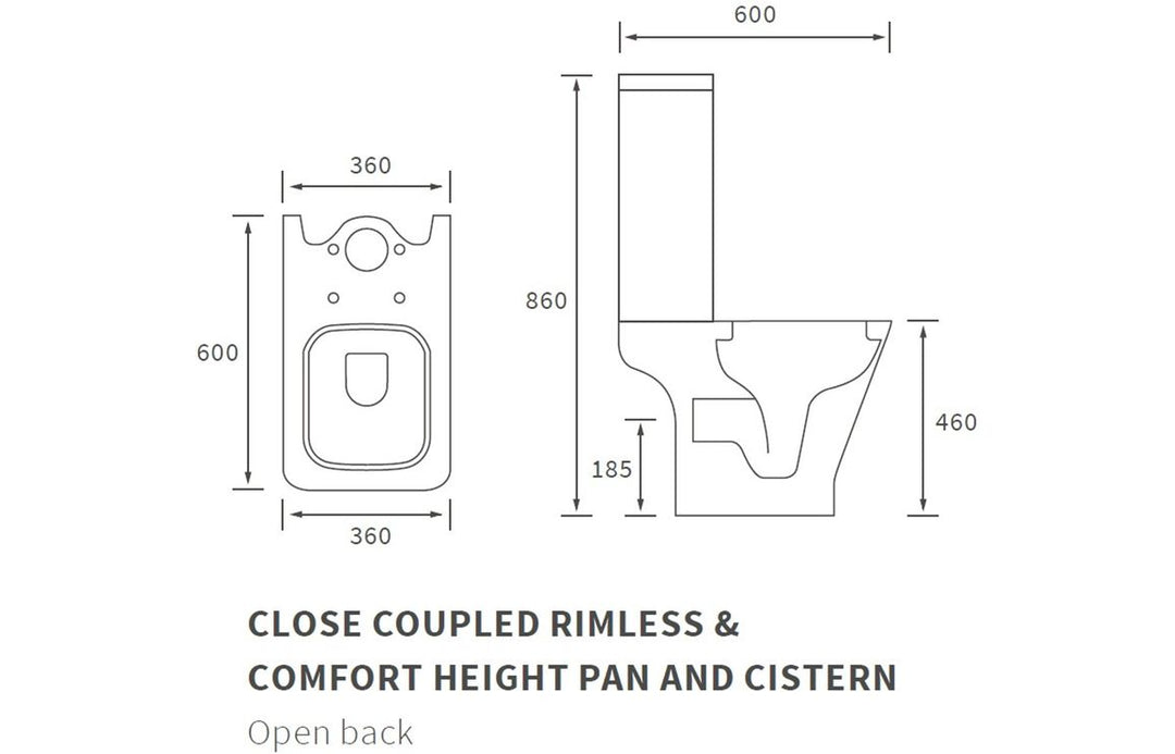 Series3 Rimless Comfort Height Close Coupled Open Back WC & Slim Soft Close Seat