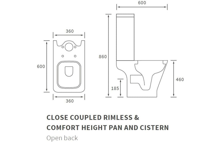 Series3 Rimless Comfort Height Close Coupled Open Back WC & Slim Soft Close Seat