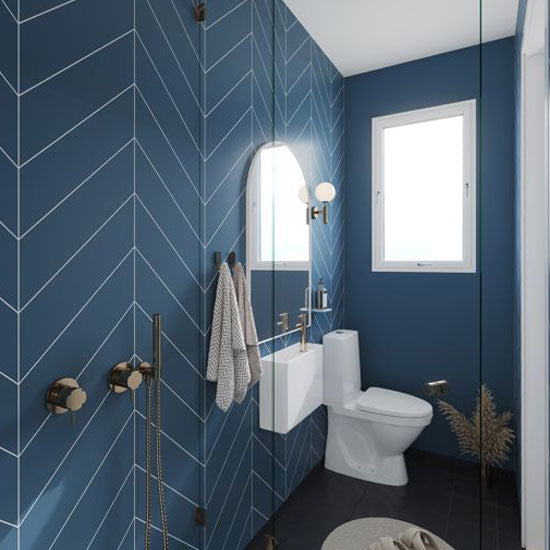 Fibo Urban - 2.4m x 0.6m Wall Panel - Dusty Blue (Chevron) - Single