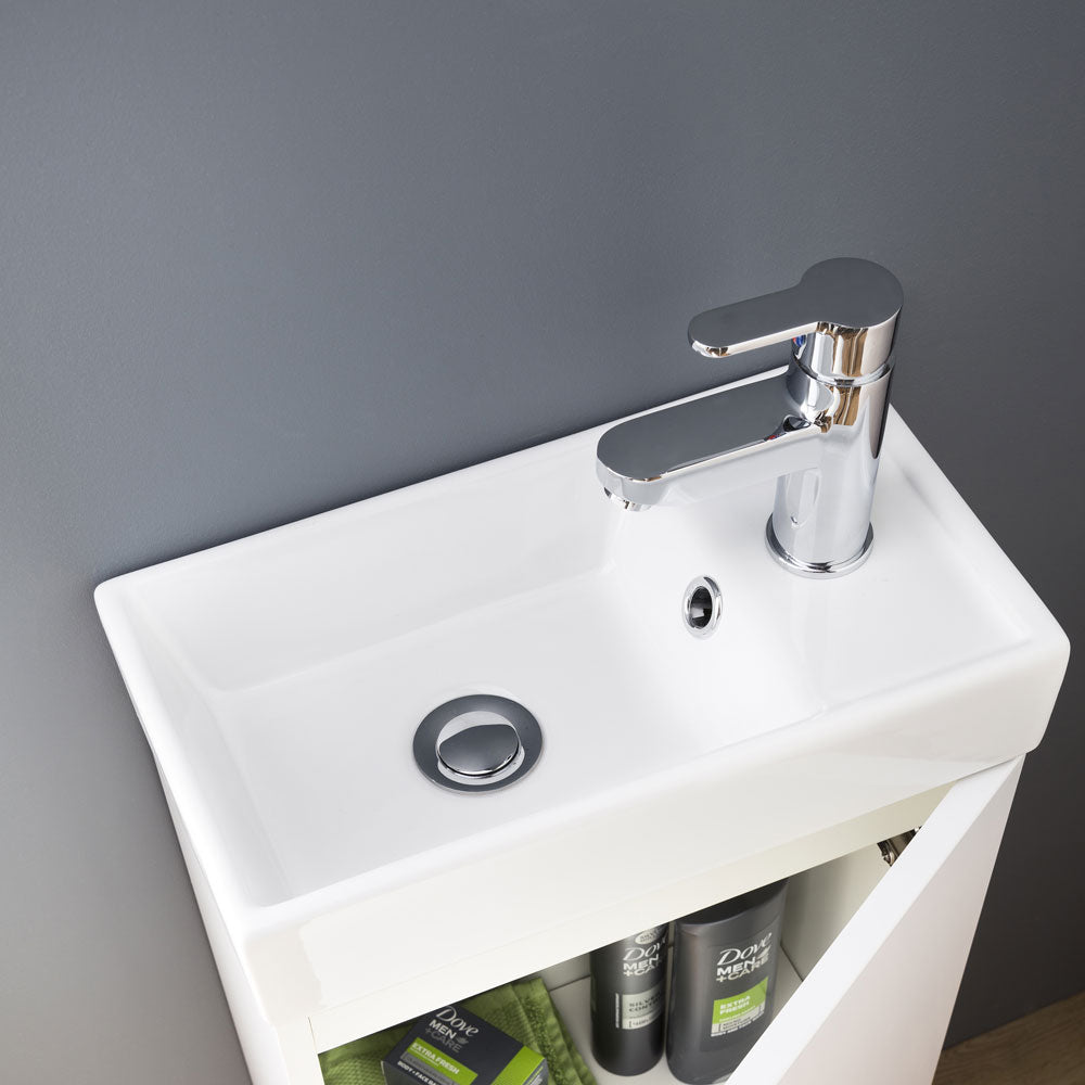 400mm W/H Minimalist Compact Unit & Basin - Gloss White (CLOAK001)