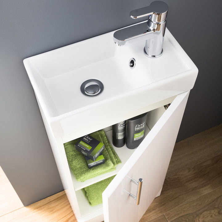 400mm F/S Minimalist Compact Unit & Basin - Gloss White (CLOAK002)